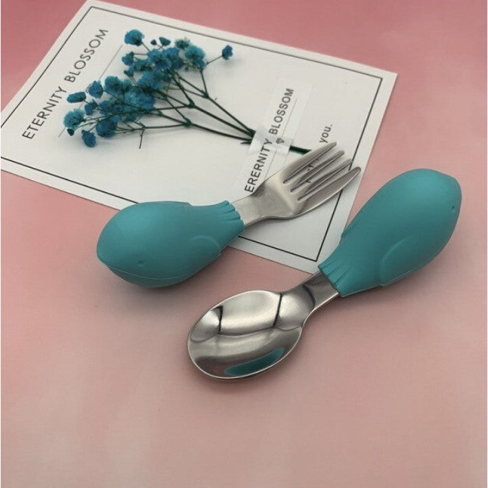 2PCS Soft Silicone Baby Spoon Set | Baby Infact Tableware Feeding Dishes Tableware For Kids Learn To Eat Training - Boo & Bub