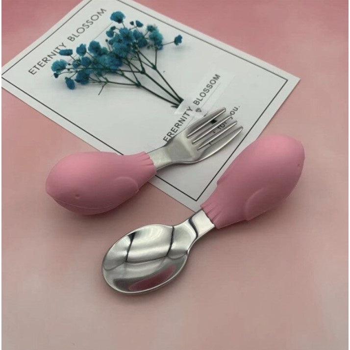 2PCS Soft Silicone Baby Spoon Set | Baby Infact Tableware Feeding Dishes Tableware For Kids Learn To Eat Training - Boo & Bub