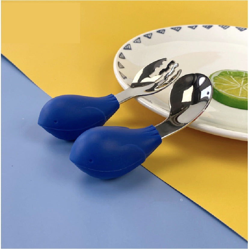 2PCS Soft Silicone Baby Spoon Set | Baby Infact Tableware Feeding Dishes Tableware For Kids Learn To Eat Training - Boo & Bub