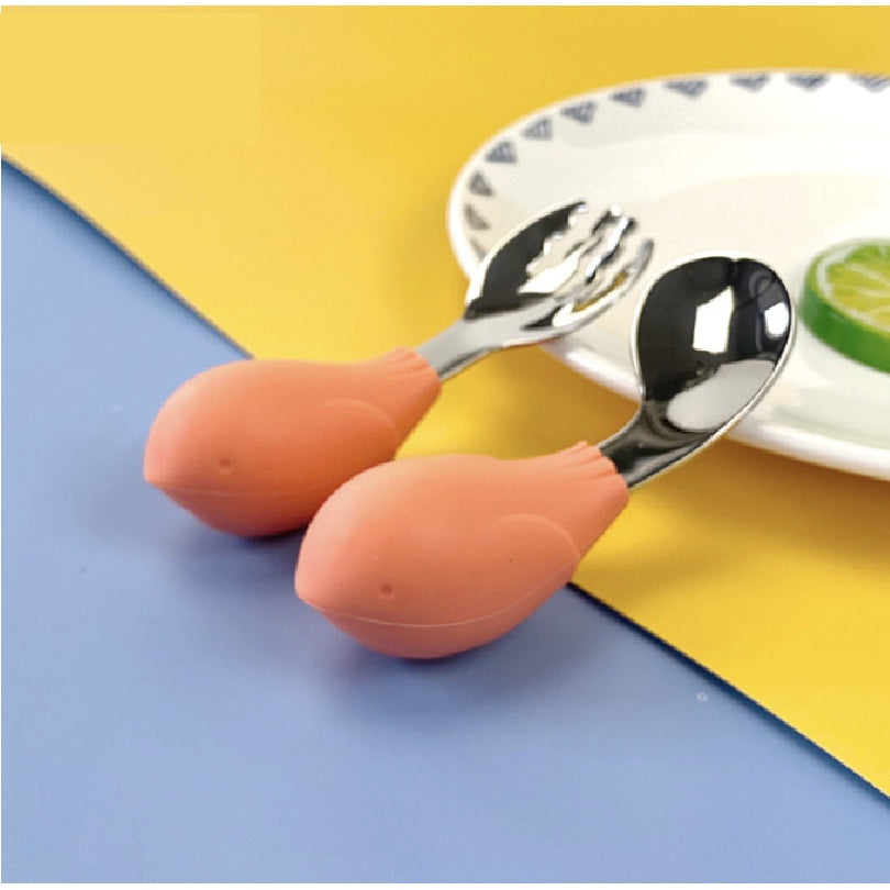 2PCS Soft Silicone Baby Spoon Set | Baby Infact Tableware Feeding Dishes Tableware For Kids Learn To Eat Training - Boo & Bub