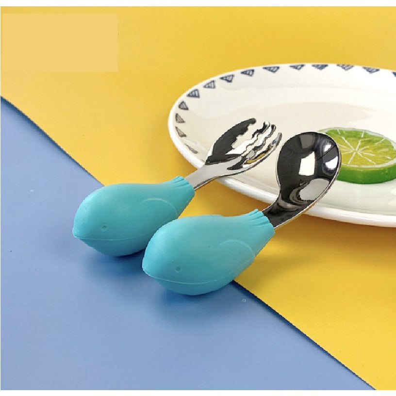 2PCS Soft Silicone Baby Spoon Set | Baby Infact Tableware Feeding Dishes Tableware For Kids Learn To Eat Training - Boo & Bub