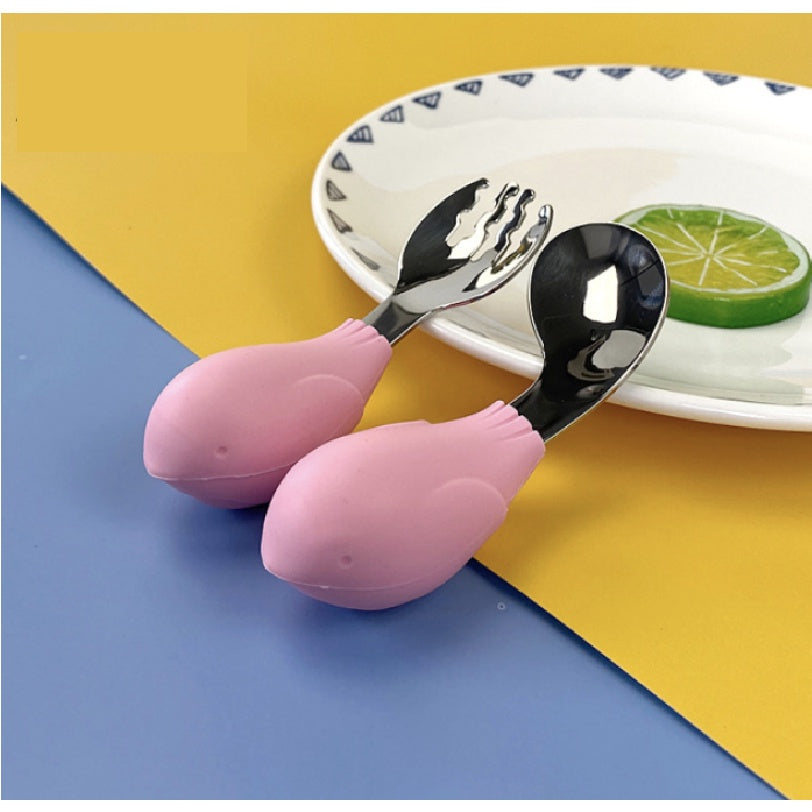 2PCS Soft Silicone Baby Spoon Set | Baby Infact Tableware Feeding Dishes Tableware For Kids Learn To Eat Training - Boo & Bub