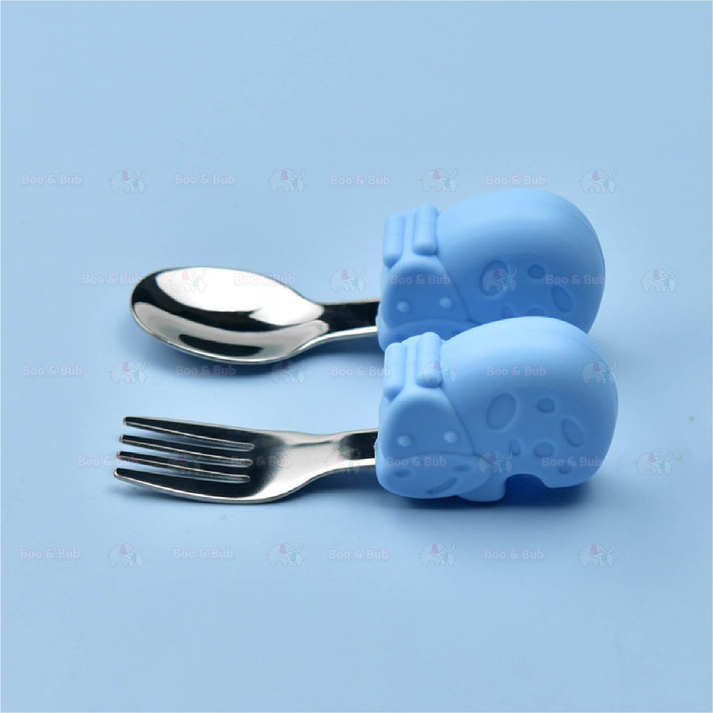 2PCS Soft Silicone Baby Spoon Set | Baby Infact Tableware Feeding Dishes Tableware For Kids Learn To Eat Training - Boo & Bub