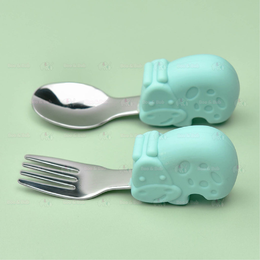 2PCS Soft Silicone Baby Spoon Set | Baby Infact Tableware Feeding Dishes Tableware For Kids Learn To Eat Training - Boo & Bub