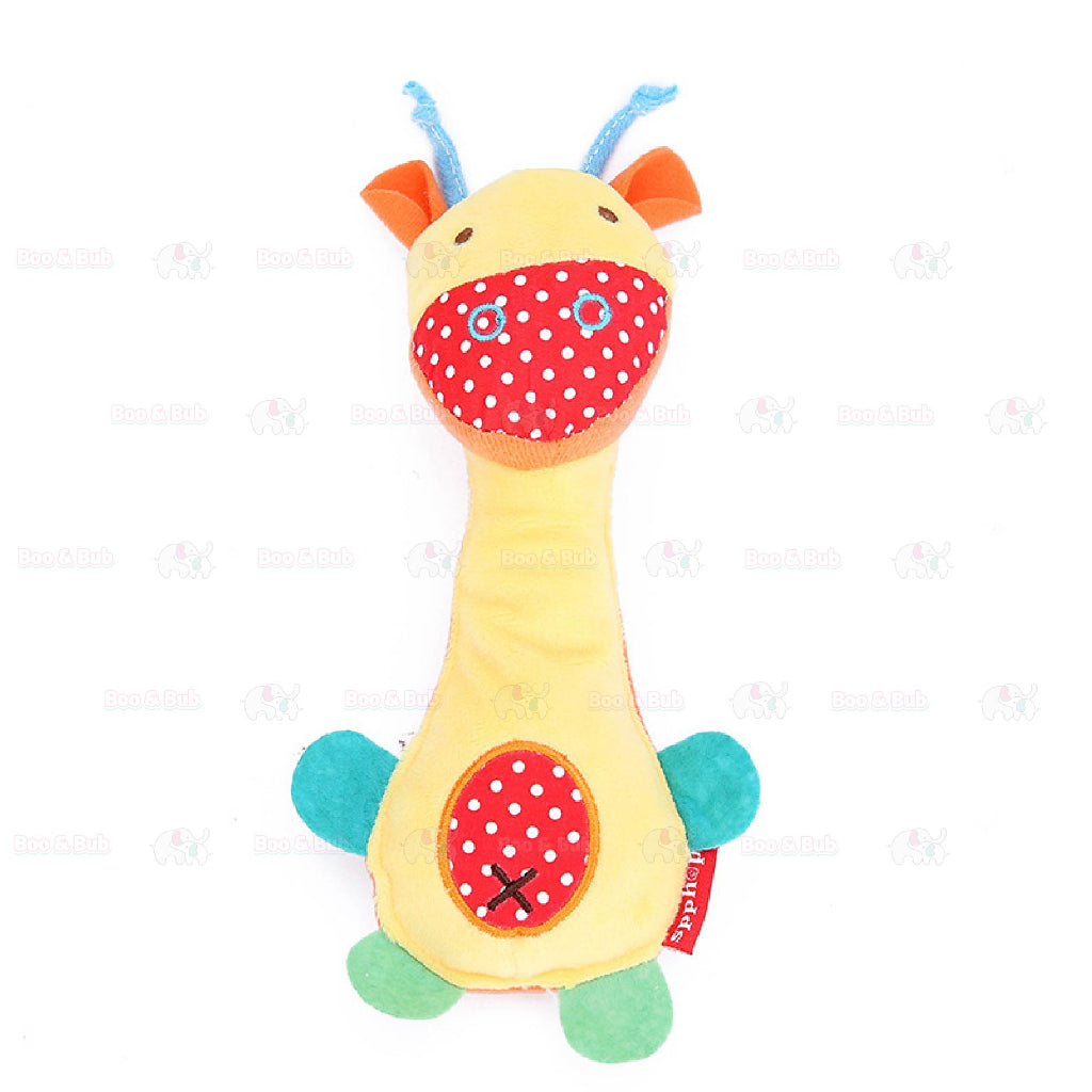 Baby squeaky rattle BB Sticks | Beep Soft Plush Doll Crib Hanging Hand Montessori Educational Toy Animal Doll - Boo & Bub