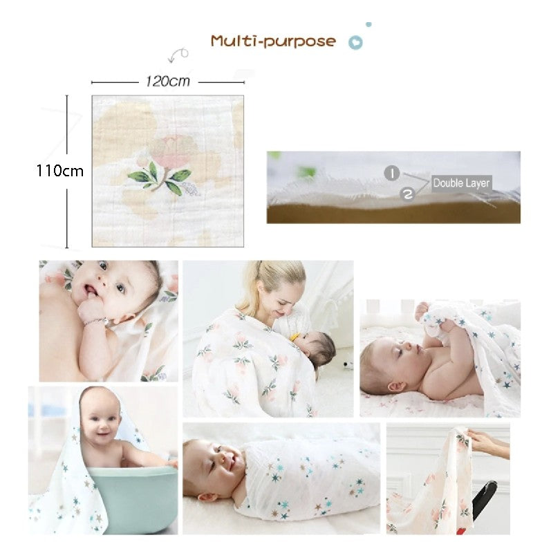 Newborn Baby Muslin Swaddle | Infant bamboo Soft Cloth Nursing Towel Blanket | Kain Lampin Kain Selimut Kain Bedung - Boo & Bub