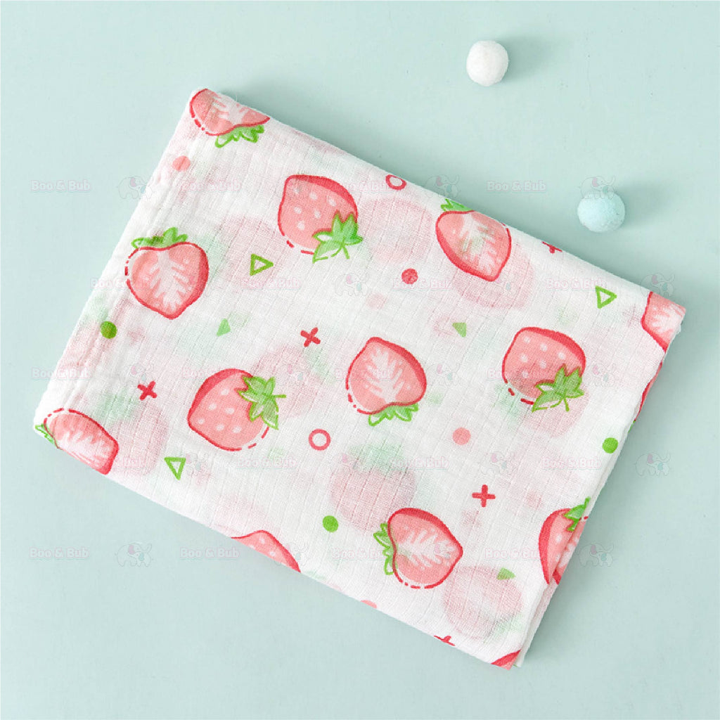Newborn Baby Muslin Swaddle | Infant bamboo Soft Cloth Nursing Towel Blanket | Kain Lampin Kain Selimut Kain Bedung - Boo & Bub