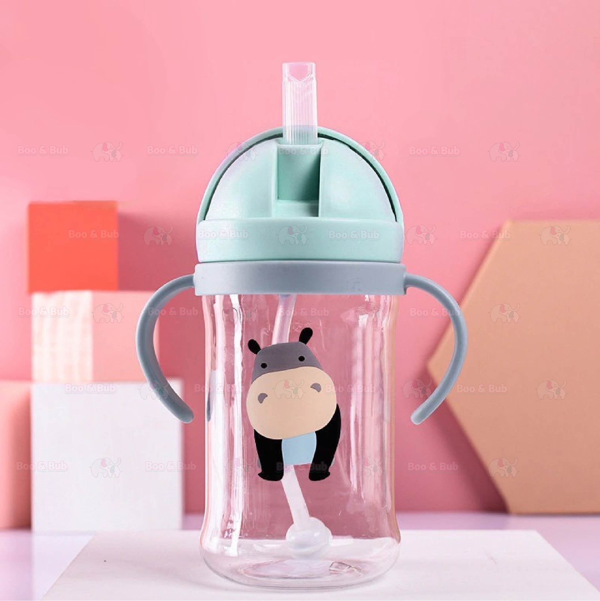 260ml Newborn Water Bottle Leak Proof with Handle | BFA Free Drinking Water Bottle Straw Cup - Boo & Bub
